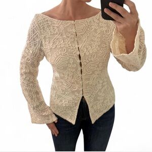 Cream lace button up blouse